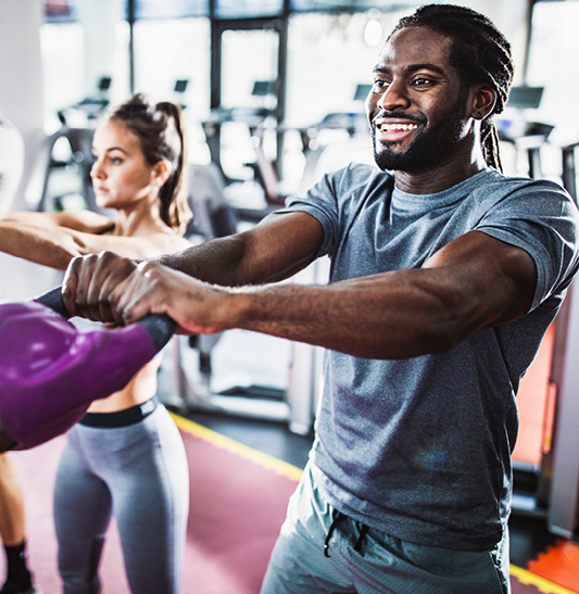 man with kettlebell