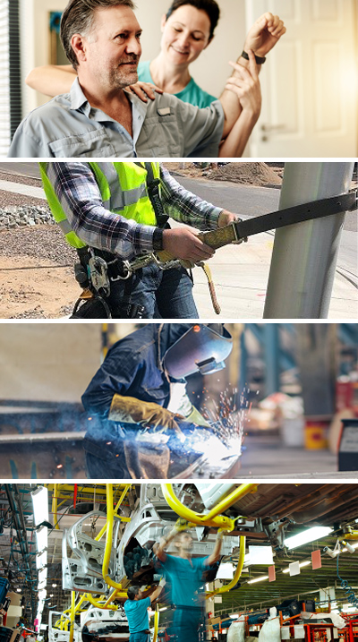 Collage of the industrial workers.