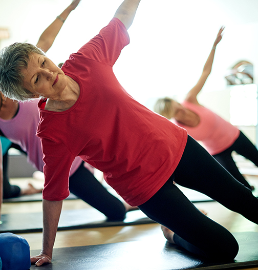 Fitness center member participating in a group class.